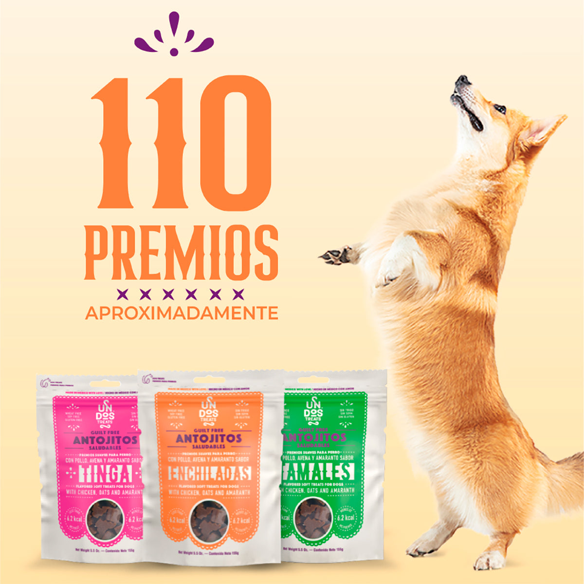 Un Dos Treats Premios para Perro Guilt Free Antojitos Saludables Enchiladas - Petopia