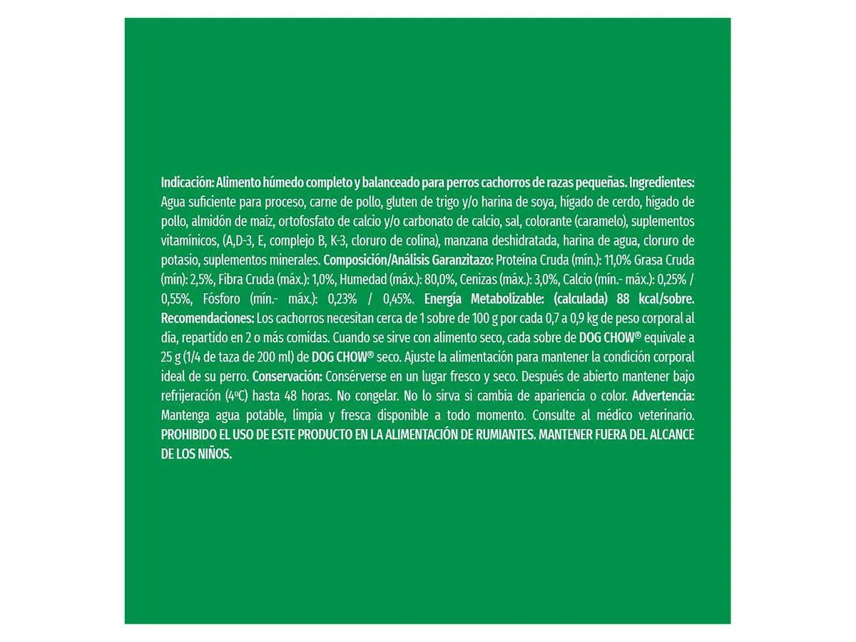 DOG CHOW Cachorro Raza Pequeña Car Lec Arz 100 g