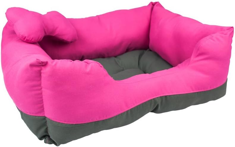 Fancy Pets Cama Rectangular para Perro Tamaño Chico Color Rosa con Gris
