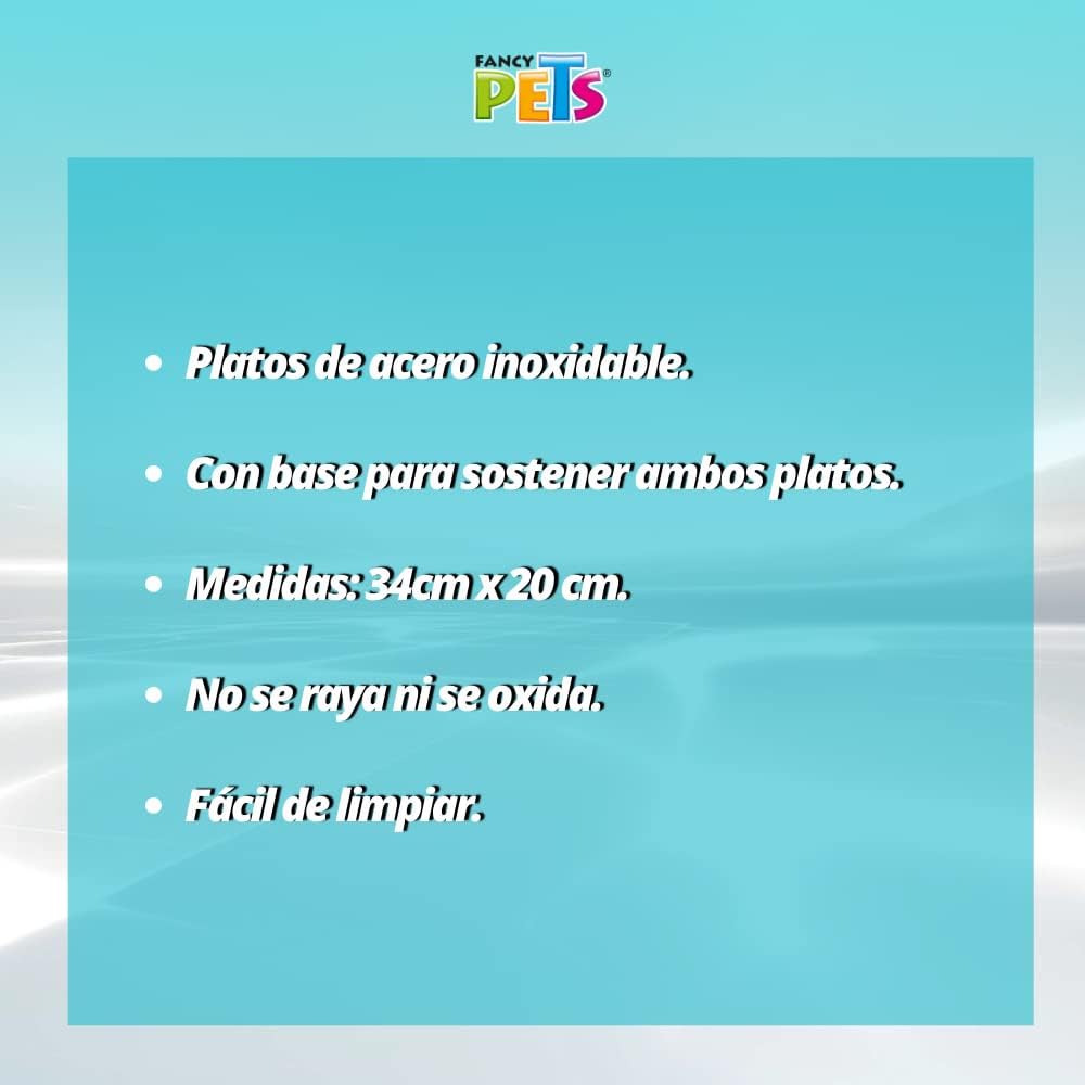 Fancy Pets Platos de Acero Comedero Doble - Petopia