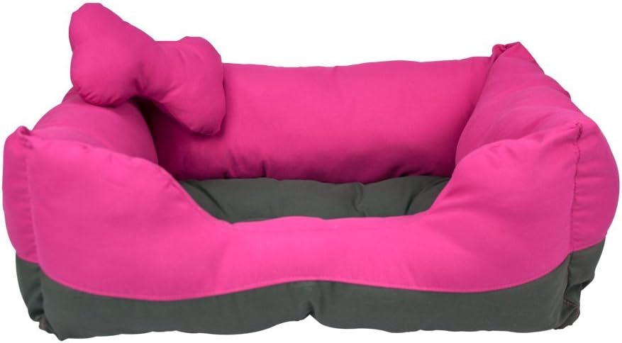 Fancy Pets Cama Rectangular para Perro Tamaño Chico Color Rosa con Gris