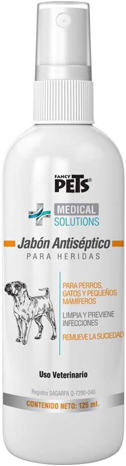 Fancy Pets Medical Solutions Jabón Antiséptico para Heridas de Perros Gatos o Pequeños Mamíferos con 125 ml