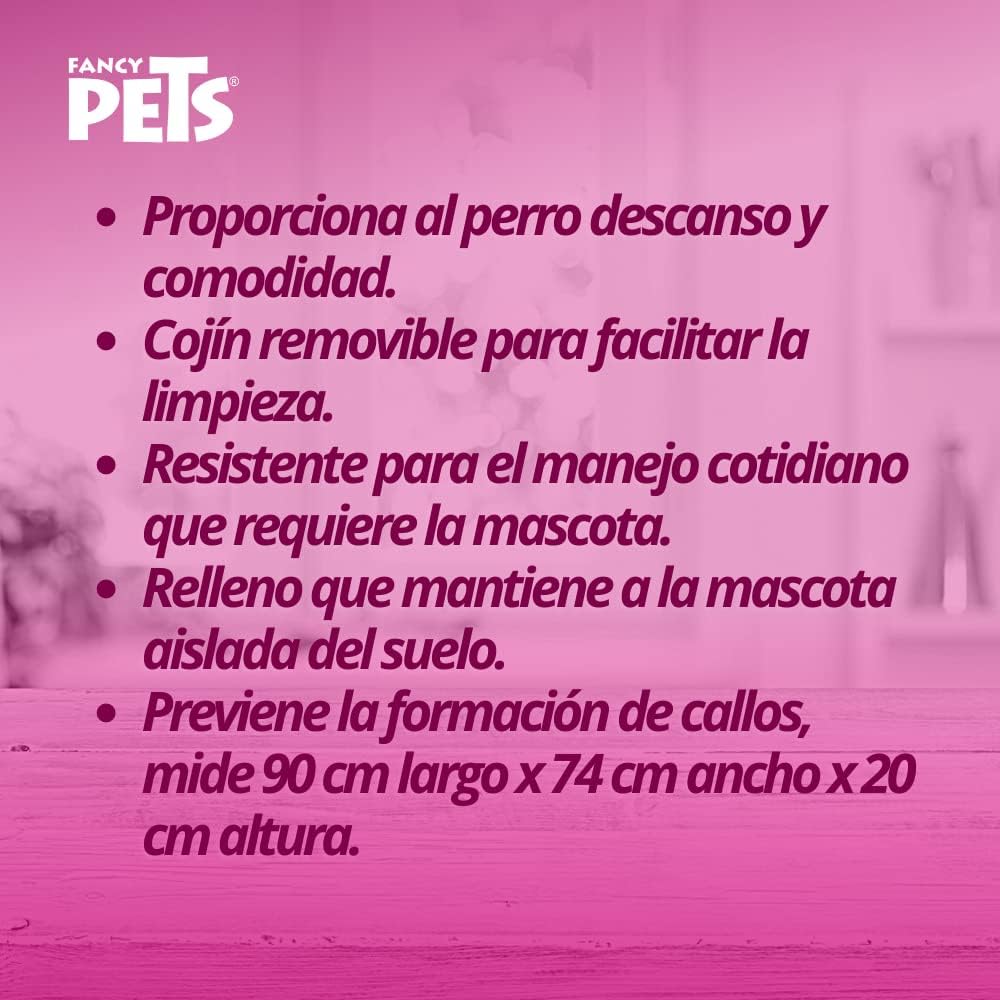 Fancy Pets Cama Chesney para Perro, Resistente, Cojín Removible, Suave y Cómoda, Base impermeble, Fácil de Lavar, Color Gris - Petopia