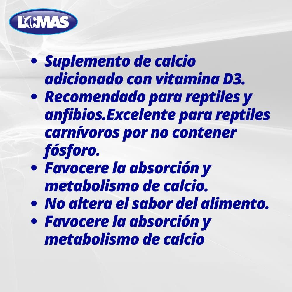 Lomas, Suplemento de Calcio con Vitamina D3 Para Reptiles 135 gr