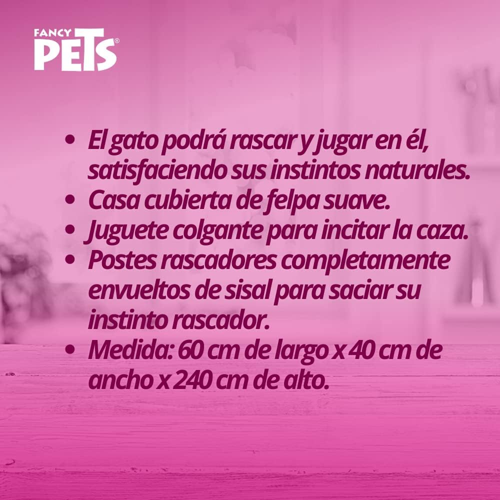 Fancy Pets Mueble/Rascador para Gato con Tunel Escaleras Casas Hamacas de 240 Centímetros - Petopia