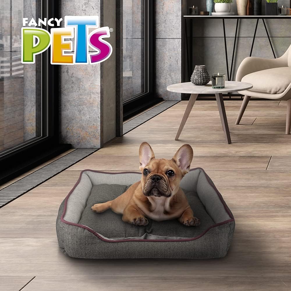 Fancy Pets Cama Chesney para Perro, Resistente, Cojín Removible, Suave y Cómoda, Base impermeble, Fácil de Lavar, Color Gris - Petopia