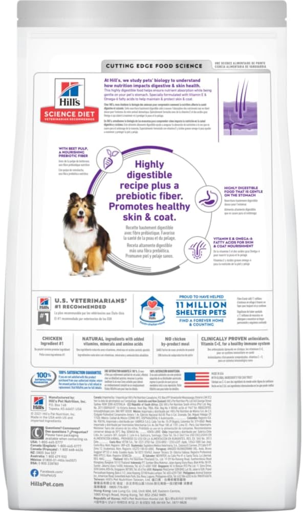 Hill's Science Diet Alimento para Perros con Piel y Estómago Sensibles para Adultos