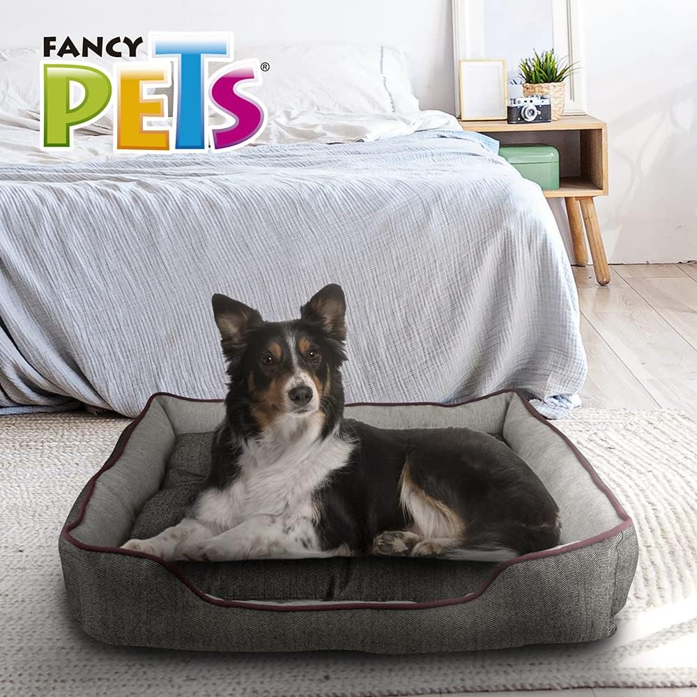 Fancy Pets Cama Chesney para Perro, Resistente, Cojín Removible, Suave y Cómoda, Base impermeble, Fácil de Lavar, Color Gris - Petopia