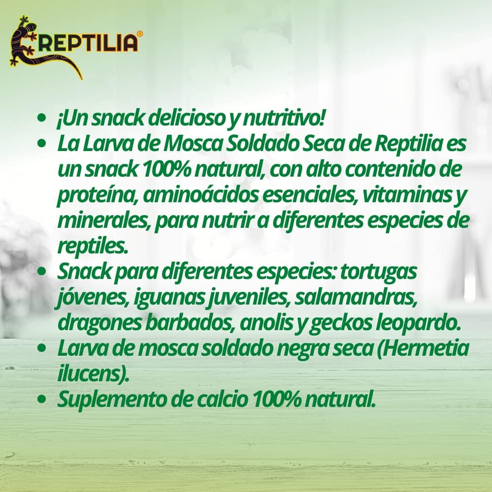 Reptilia Snack Larva de Mosca Soldado con Gran Contenido de Proteína para Reptiles 30 gr