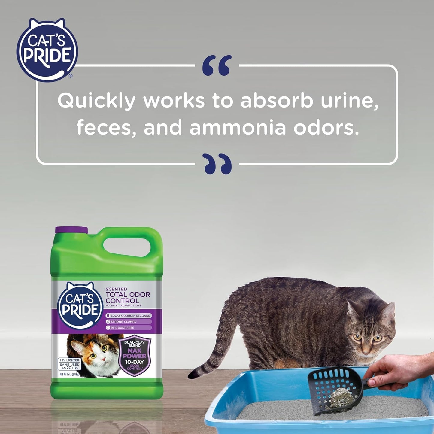 Cat's Pride Sceted Total Odor Control Arena para Gatos Aglutinante, Bloquea Olores al Instante