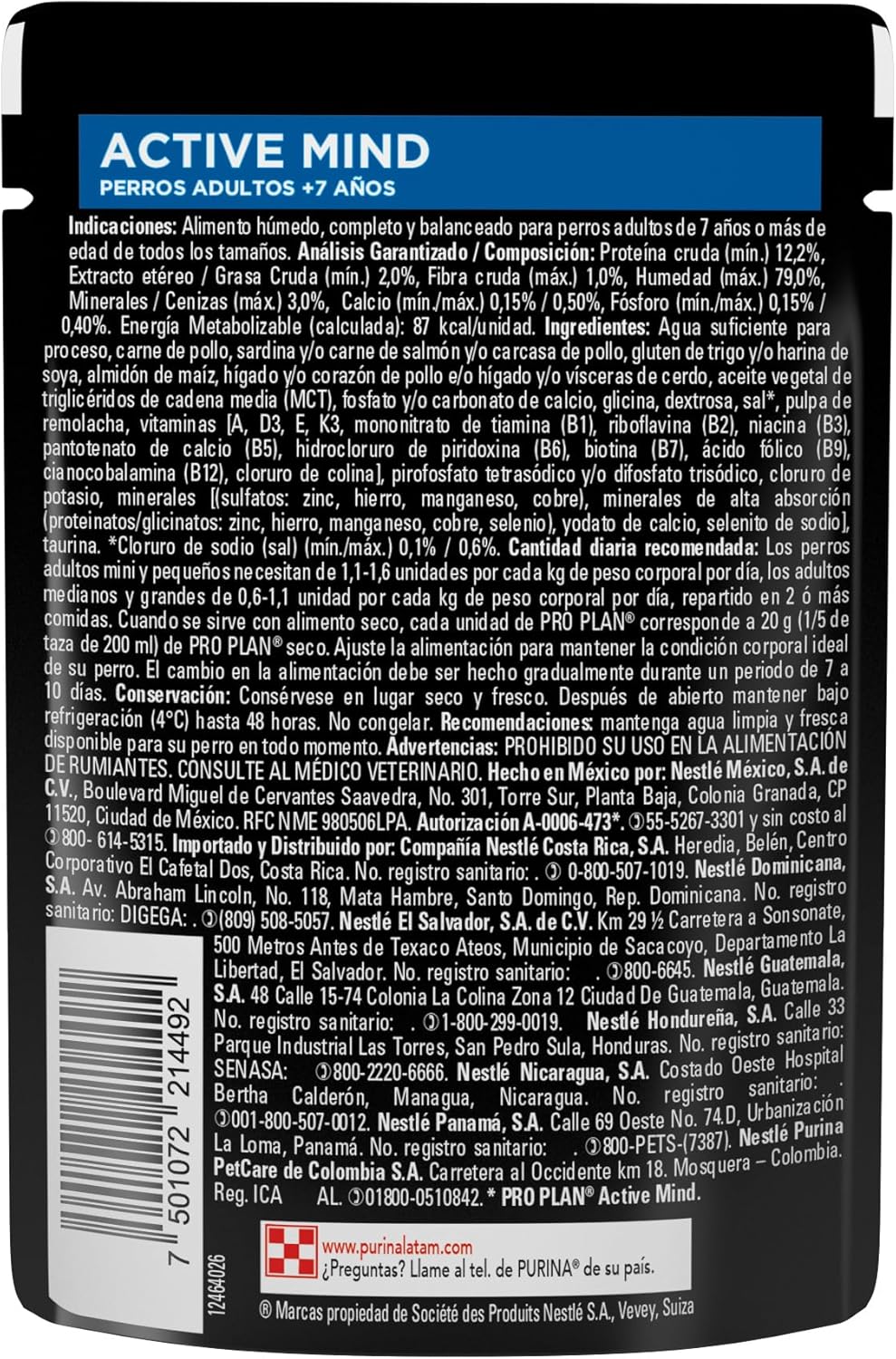 PROPLAN POUCHES PERRO SENIOR ACTIVE MIND CAJA CON 24 PIEZAS