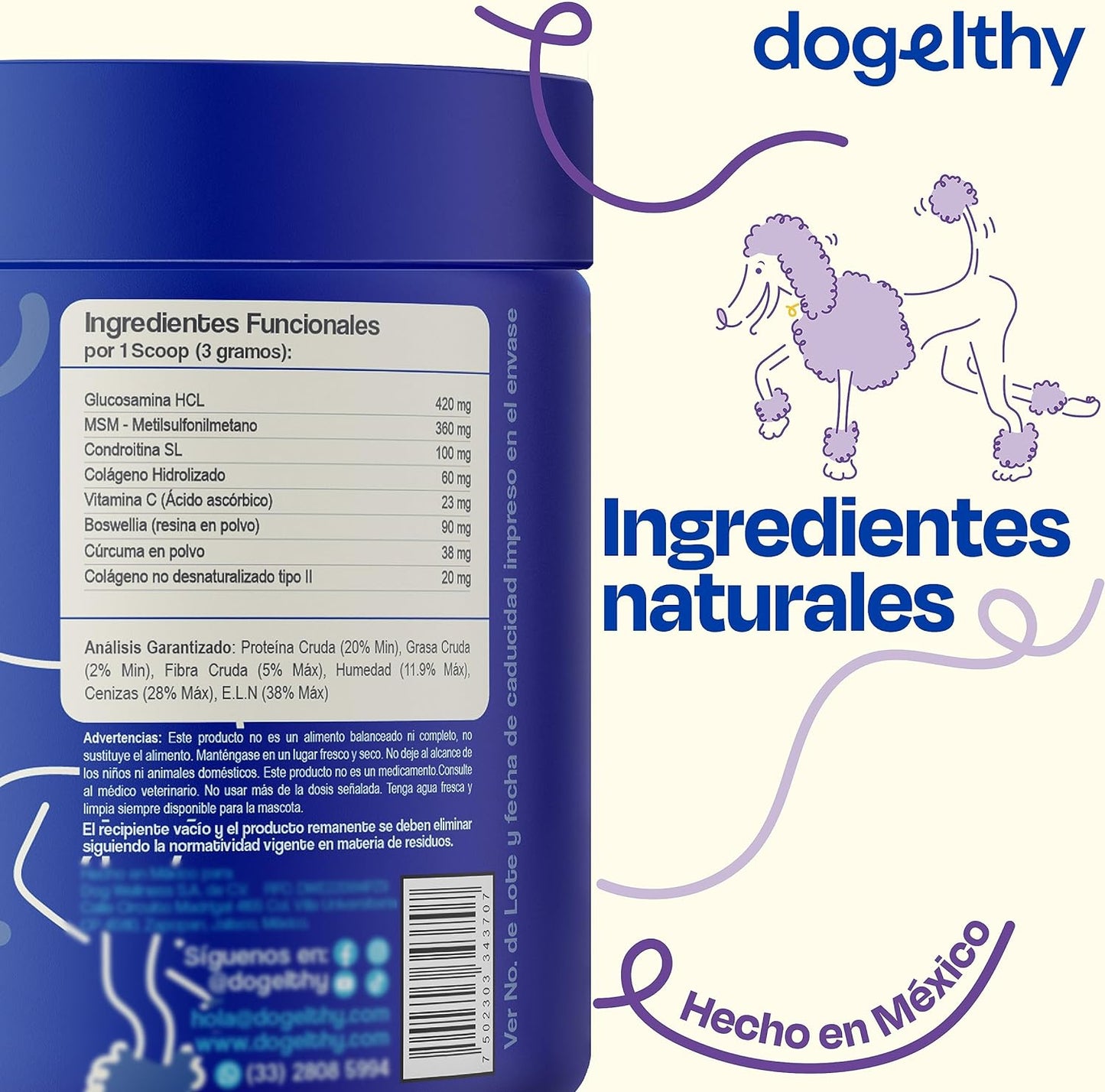 Dogelthy Mobility, Suplemento Sabor a Pescado para Perros Auxiliar en Articulaciones y Huesos 270 gr