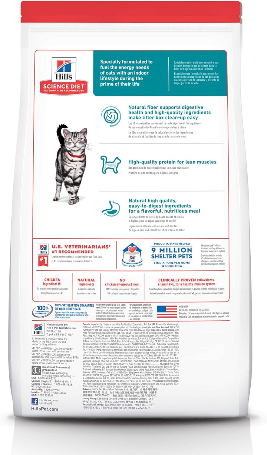 Hill's Science Diet, Alimento para Gato Adulto Indoor, Seco (bulto)