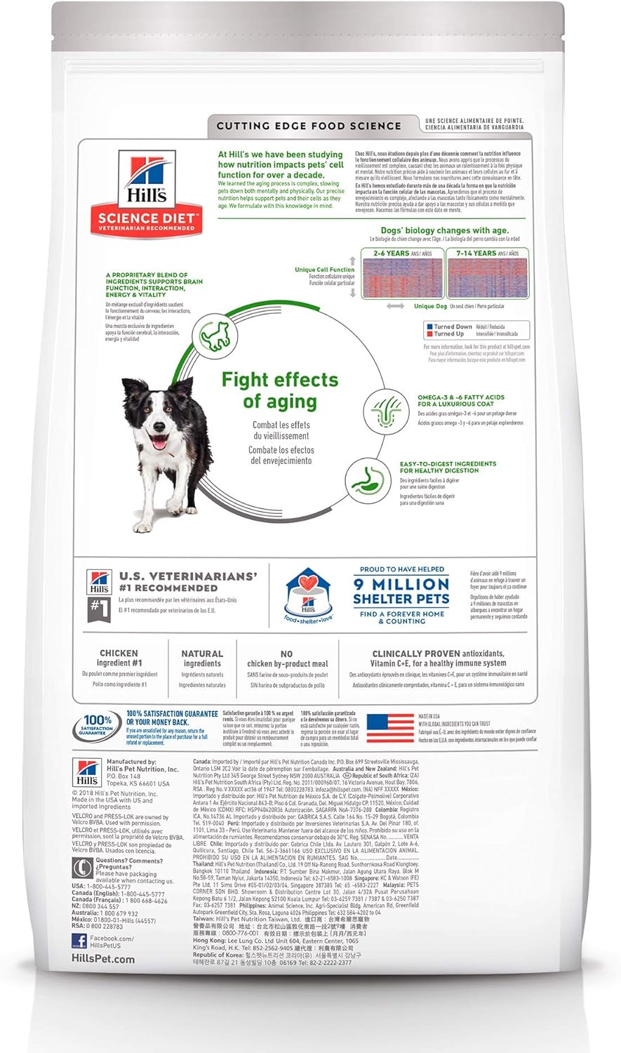 Hill's Science Diet, Alimento para Perro Youthful Vitality 7+ años, Croquetas (bulto) 5.7kg