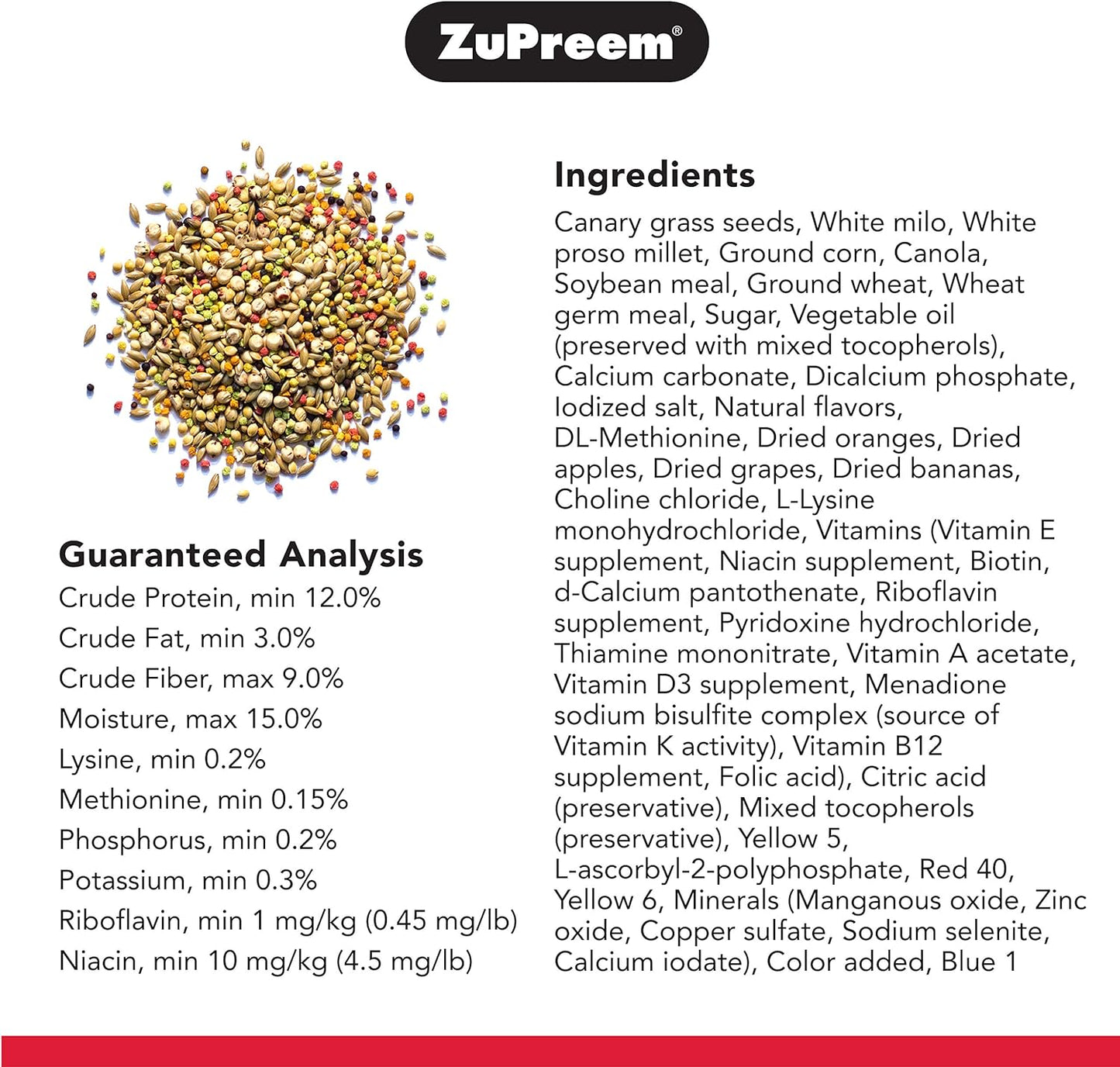 ZuPreem Sensible Seed Alimento para pájaros pequeños, 907 gr (2 lb)