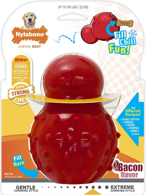 Nylabone Cono Rellenable para Masticar, Juguete para Perros Rellenable Sabor Tocino