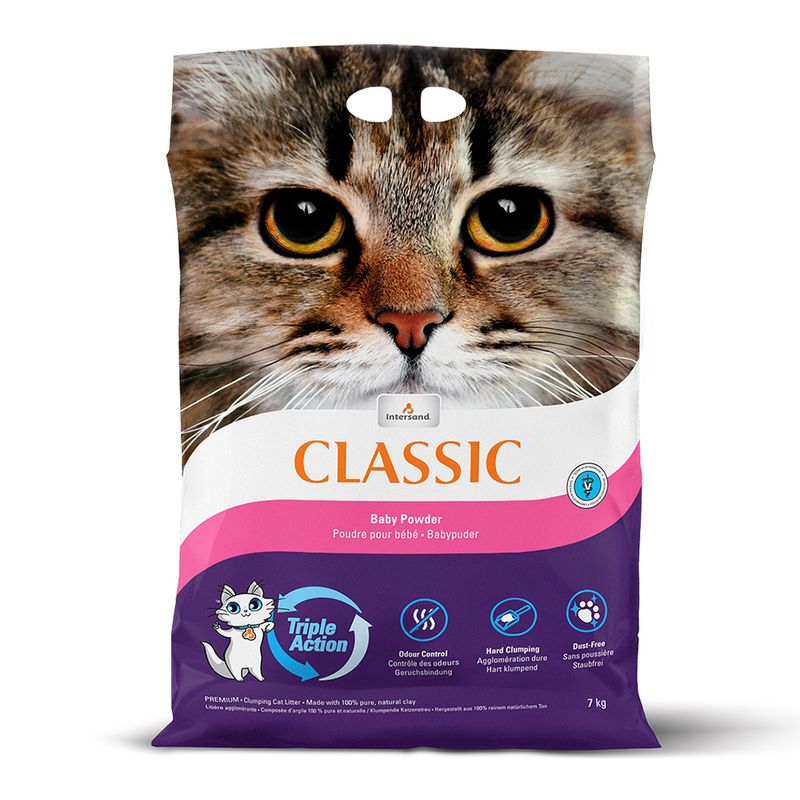 Intersand Arena aglutinante de arcilla talco de bebé Classic para gato