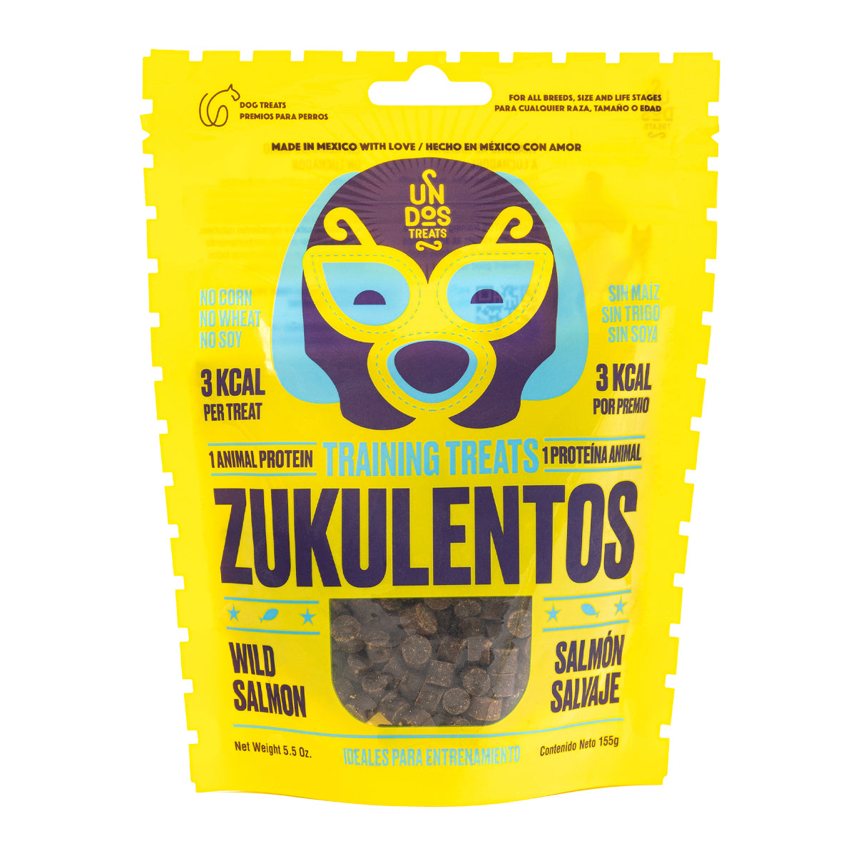 Zukulentos Premios Suaves de Entrenamiento Receta Salmón Salvaje para Perro, 155 g - Petopia