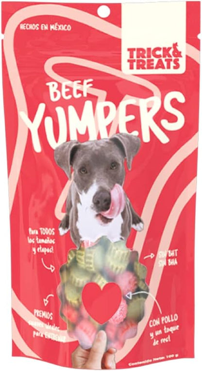 Trick & Treats YUMPERS Premios suaves para perros sabor res 100 g. (Rojo) - Petopia
