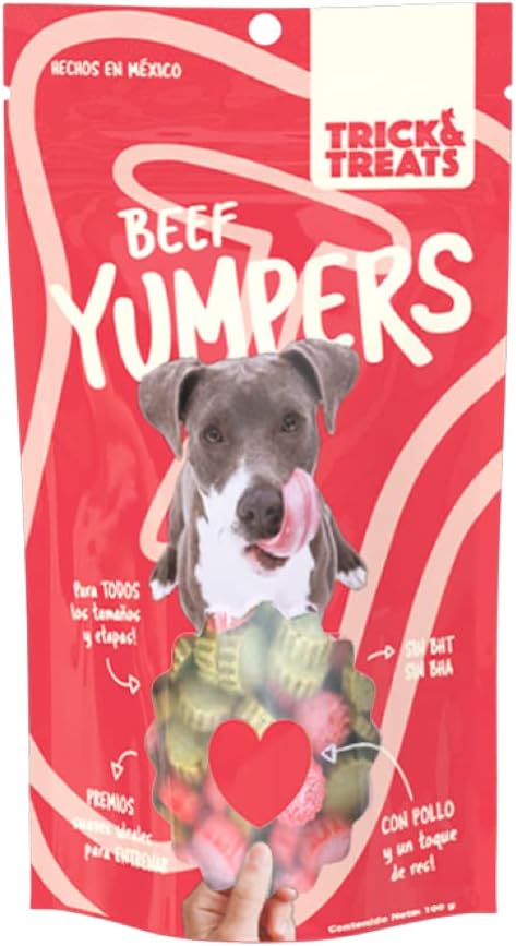 Trick & Treats YUMPERS Premios suaves para perros sabor res 100 g. (Rojo) - Petopia