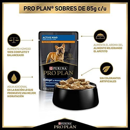 PROPLAN POUCHES PERRO SENIOR ACTIVE MIND CAJA CON 24 PIEZAS