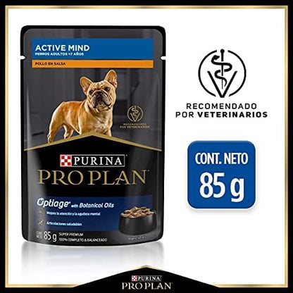 PROPLAN POUCHES PERRO SENIOR ACTIVE MIND CAJA CON 24 PIEZAS
