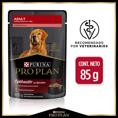 PROPLAN POUCHES PERRO ADULTO CARNE CAJA CON 24 PIEZAS