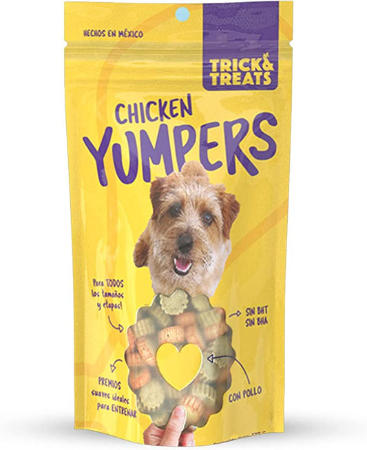 Trick & Treats YUMPERS Premios suaves para perros sabor pollo 100 g. (Amarillo) - Petopia