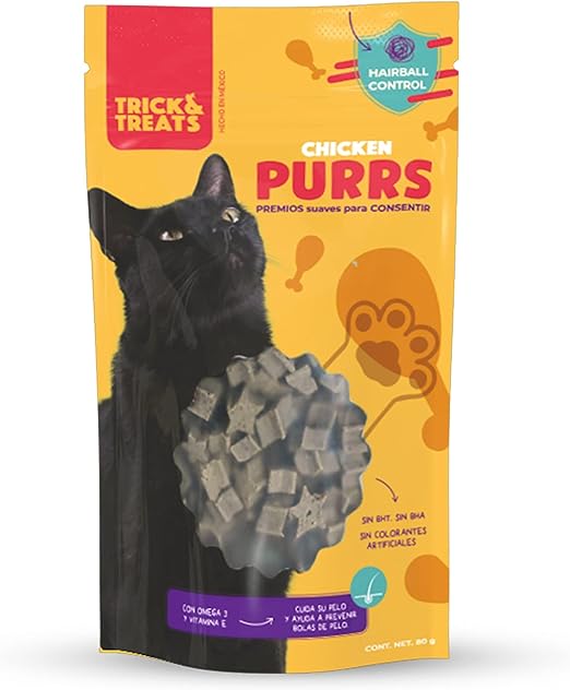 Premios Purrs de TRICK & TREATS Pollo Para Gatos 80 gr - Petopia