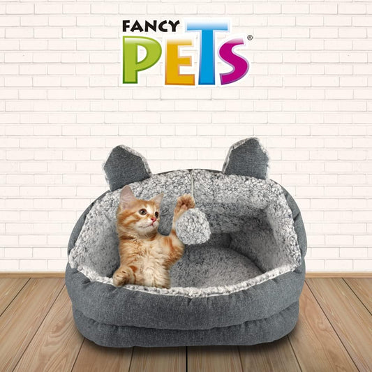 Fancy Pets Cama Tipo Cueva Sherpa para Gato Color Gris