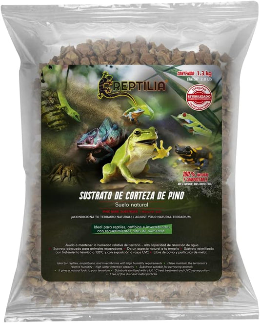 Red Kite Reptilia Sustrato de Corteza de Pino para Reptiles, Anfibios e Invertebrados Contiene 1.3 Kilos