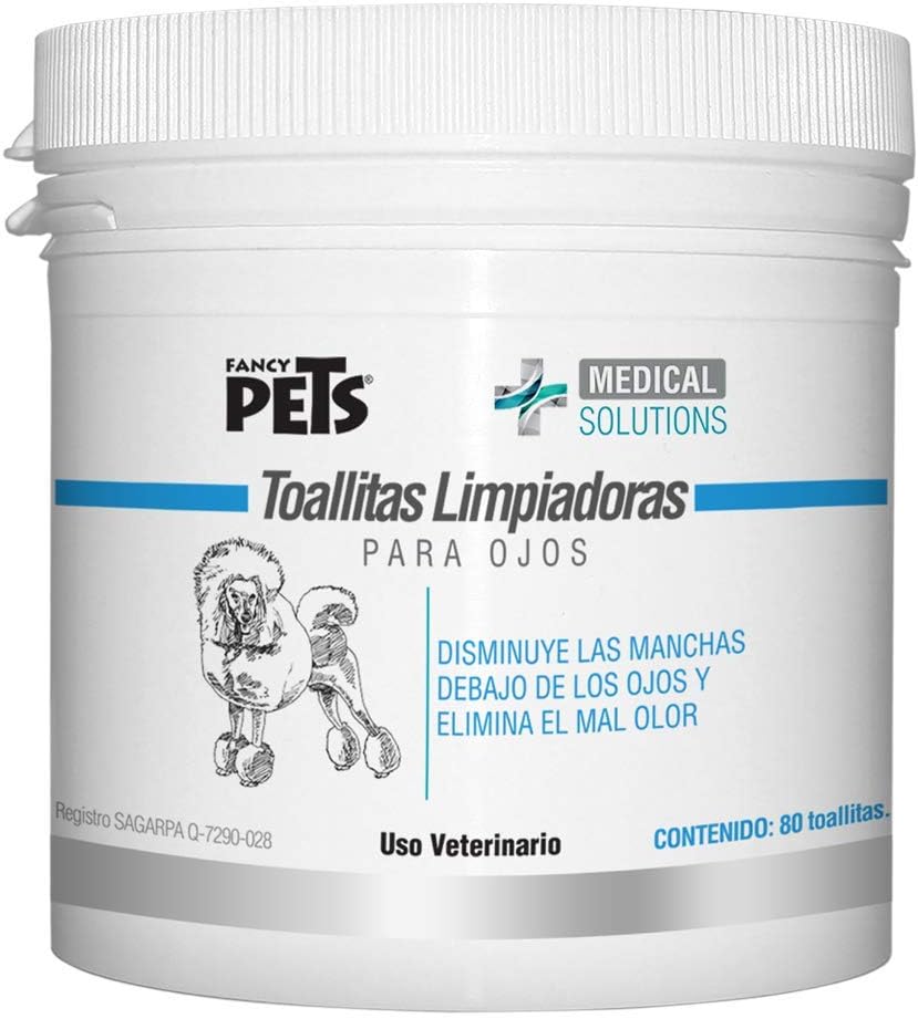 Fancy Pets Medical Solutions Toallitas Limpiadoras de Ojos para Perro y/o Gato con 80 Piezas - Petopia