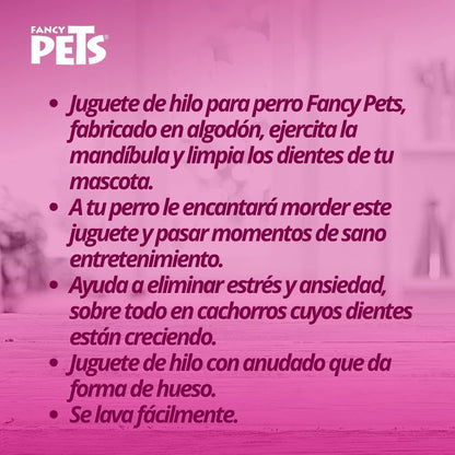 Fancy Pets Juguete Mordedor Hueso de Hilo para Perro, Varios Colores Extra chico - Petopia