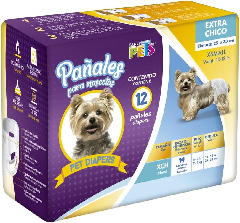 Fancy Pets Pañales para Perro Talla Extra Chico con 12 Piezas - Petopia