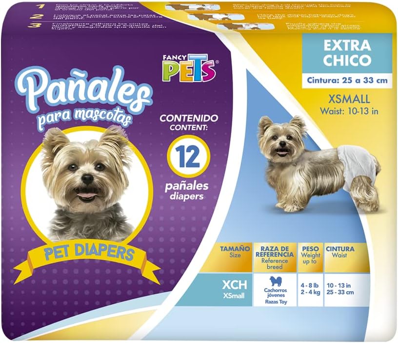 Fancy Pets Pañales para Perro Talla Extra Chico con 12 Piezas - Petopia