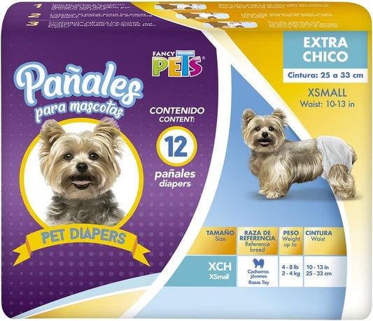 Fancy Pets Pañales para Perro Talla Extra Chico con 12 Piezas - Petopia