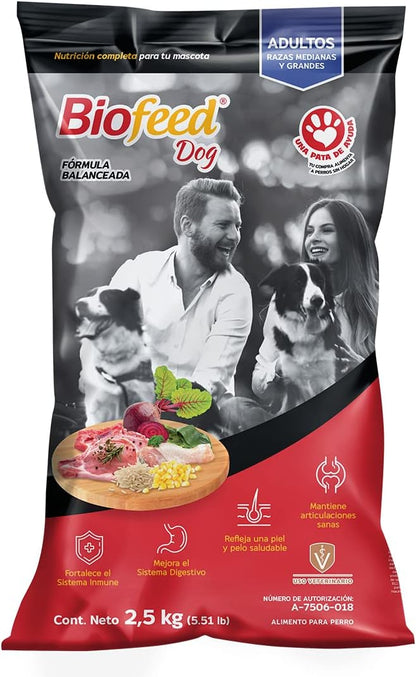 BIOFEED PERRO ADULTO RAZAS MEDIANAS Y GRANDES 2.5 KG