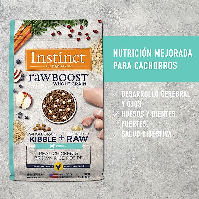 Croquetas Instinct Raw Boost de Pollo y Arroz Integral Para Cachorros - Petopia