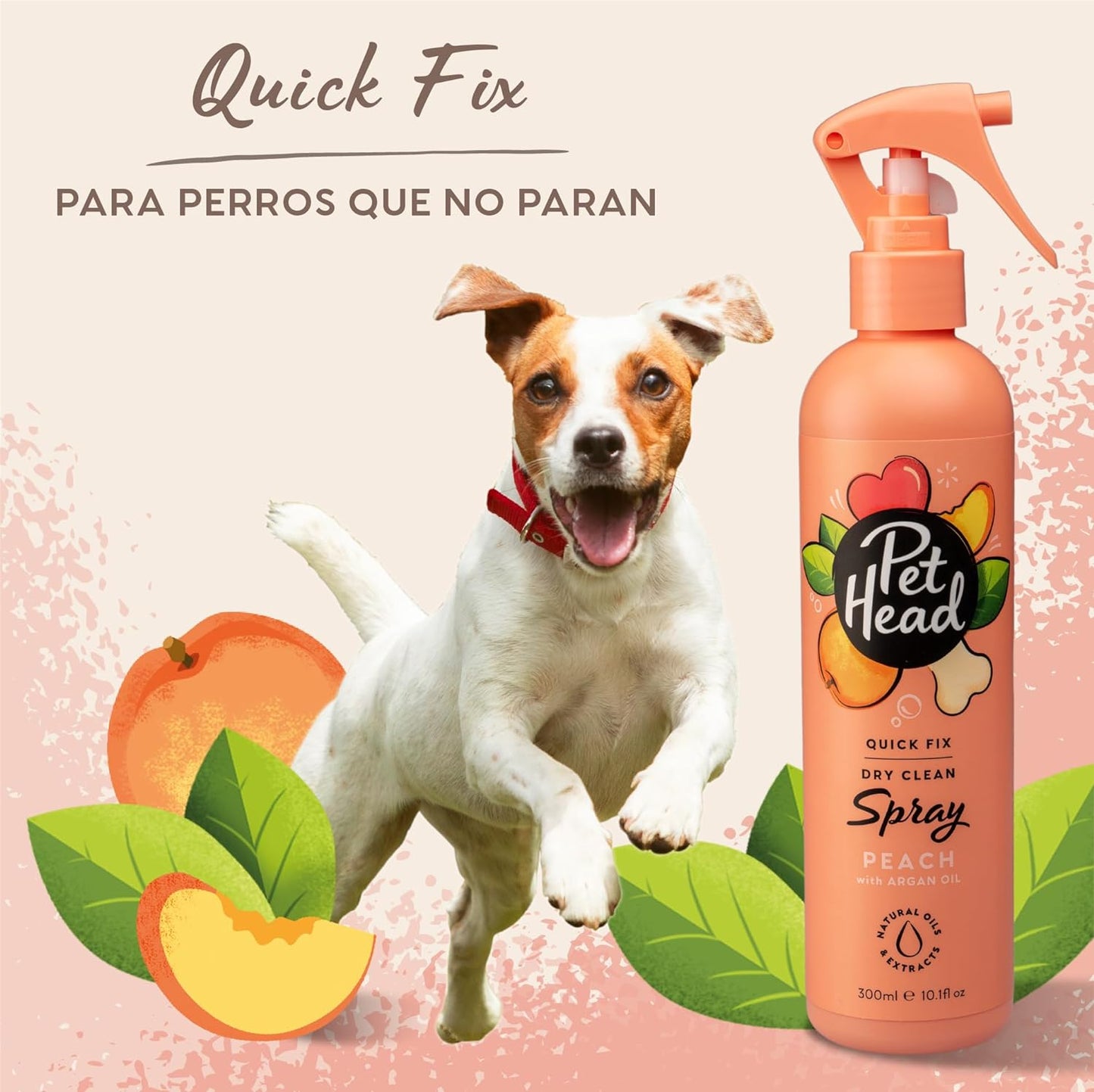 Pet Head Atomizador Desenredante Para Perro Quick Fix Dry Clean Durazno con Aceite de Argan