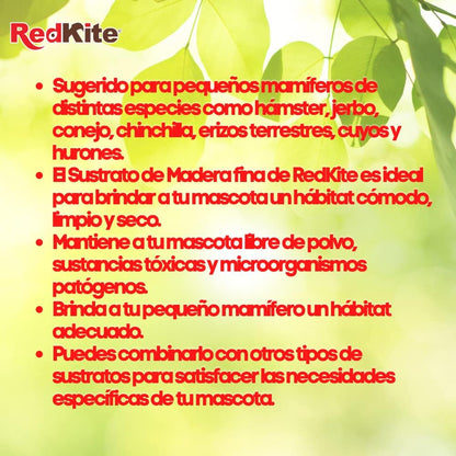 RedKite Sustrato de Madera Fina para Pequeños Roedores Rinde 8 litros