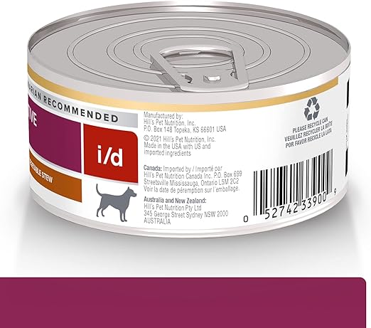Hill's Prescription Diet i/d Digestive Care (Cuidado Digestivo) Estofado de Verduras y Pollo Alimento enlatado para perros