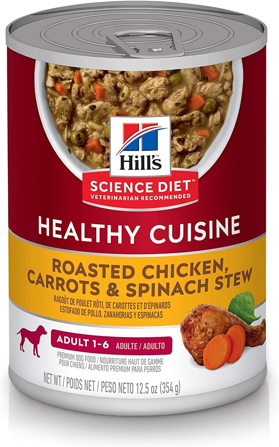 Hill's Science Diet, Alimento para Perro Adulto Healthy Cuisine Estofado, Húmedo (lata 354 gr)
