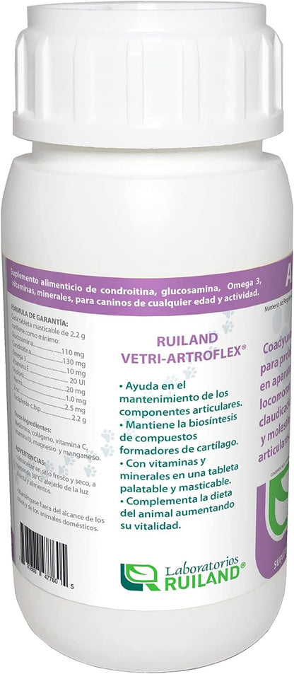 Ruiland Artroflex - Suplemento Alimenticio para Perros, Ingredientes Naturales, 60 Tabletas Masticables
