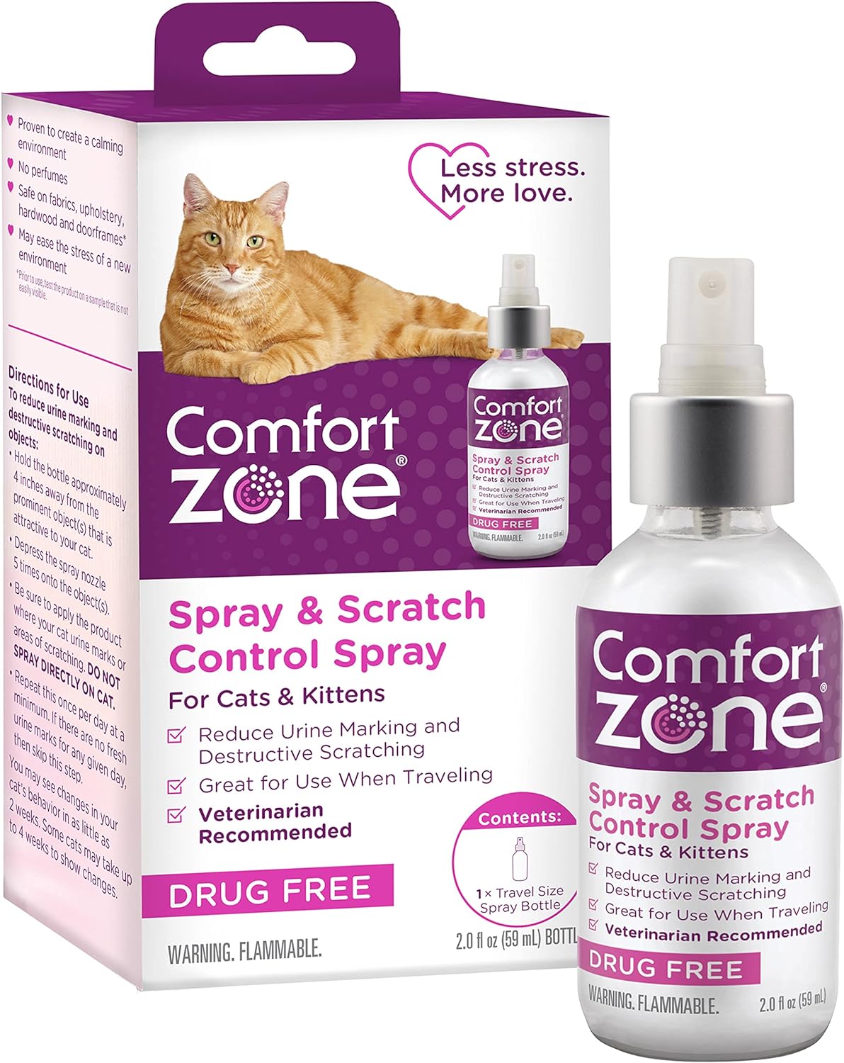 Comfort Zone Spray y Control de Arañazos Calmante en Aerosol Para Gato