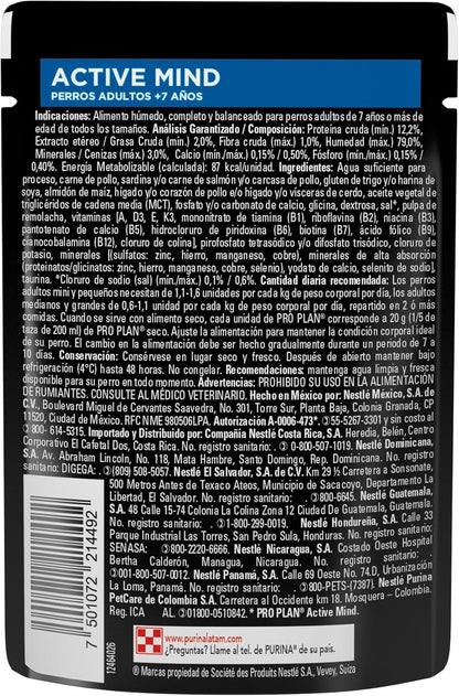PROPLAN POUCHES PERRO SENIOR ACTIVE MIND CAJA CON 24 PIEZAS