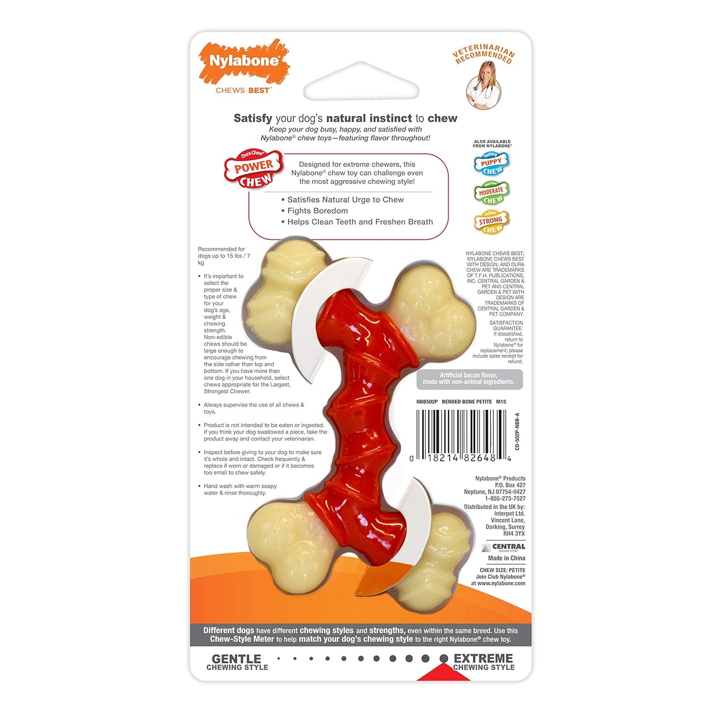 Nylabone Juguete Power Chew Doble Hueso, Sabor Tocino