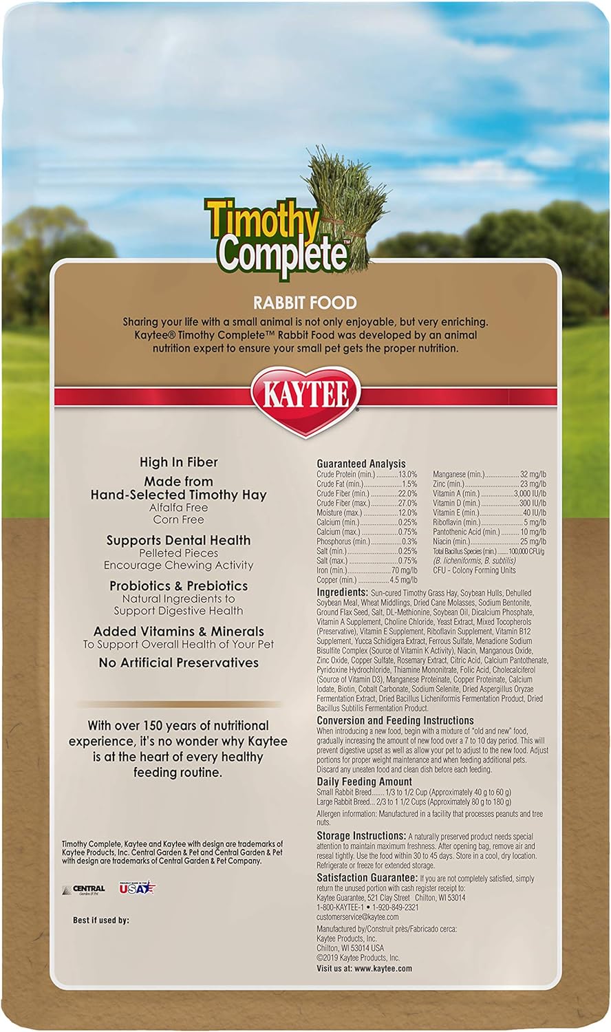Kaytee Timothy Complete Alimento para Conejo 2.043 Kg (4.5 Lb)
