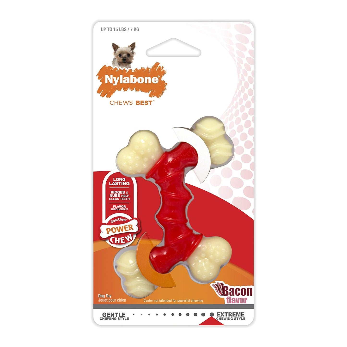 Nylabone Juguete Power Chew Doble Hueso, Sabor Tocino