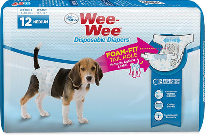Wee-Wee Pañales con indicador de humedad para perros, talla Mediana