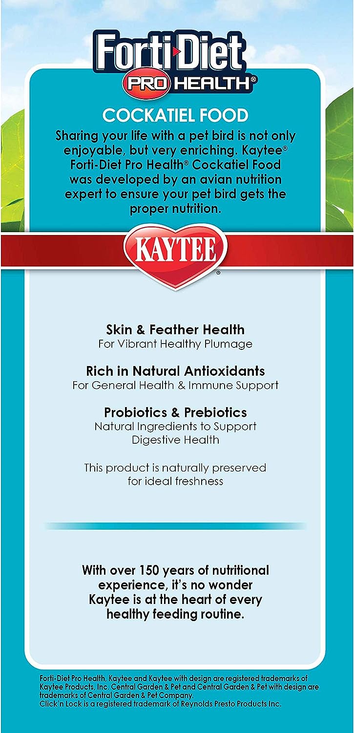 Kaytee Forti-Diet Pro Health, Alimento para Cacatúa Ninfa, 2.26 Kg ( 5 LB)